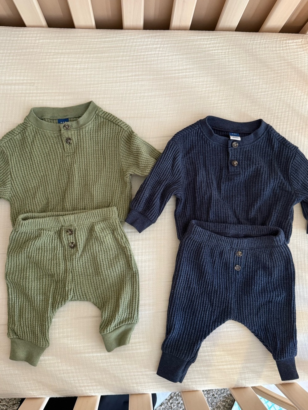 Old Navy Baby Boy Two-Piece Waffle Set- Bundle of 2 outfits- EUC